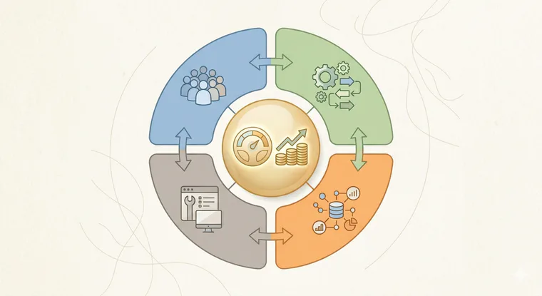 Digitalization diagram: people, processes, data and services